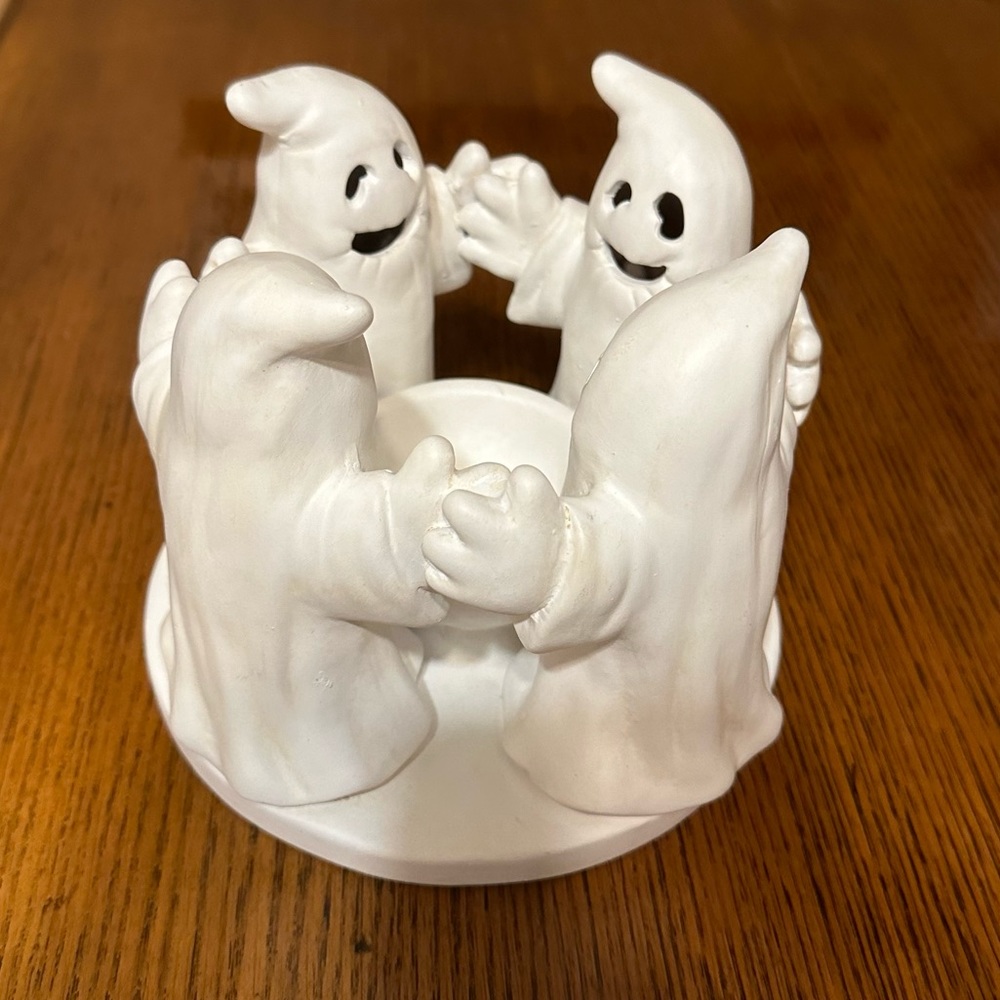 Vintage Circle of Ghosts Ceramic Candle Holder